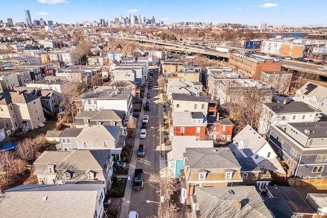 drone / aerial view with a view of city