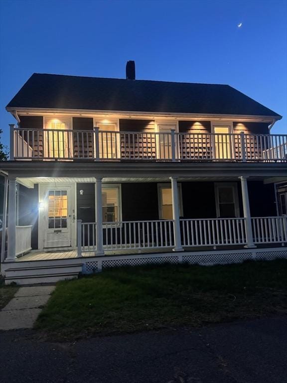 6 Smith St, Taunton, MA 02780 - view of front of home with a balcony and covered porch