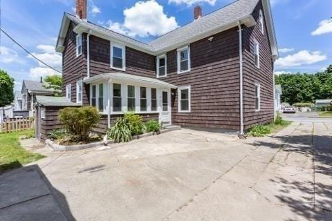 6 Smith St, Taunton, MA 02780 - back of property with a chimney