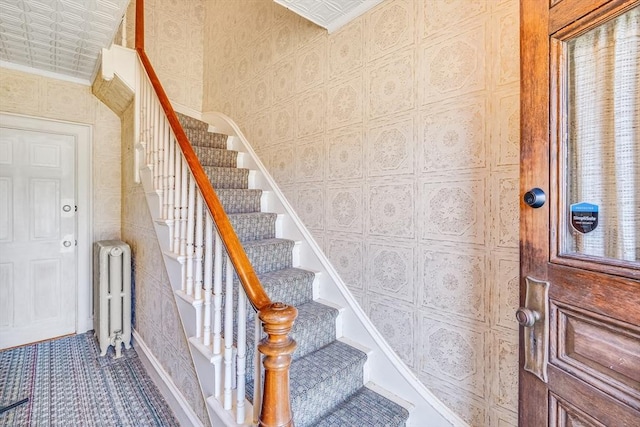 514 W Britannia St, Taunton, MA 02780 - stairway with radiator and ornamental molding