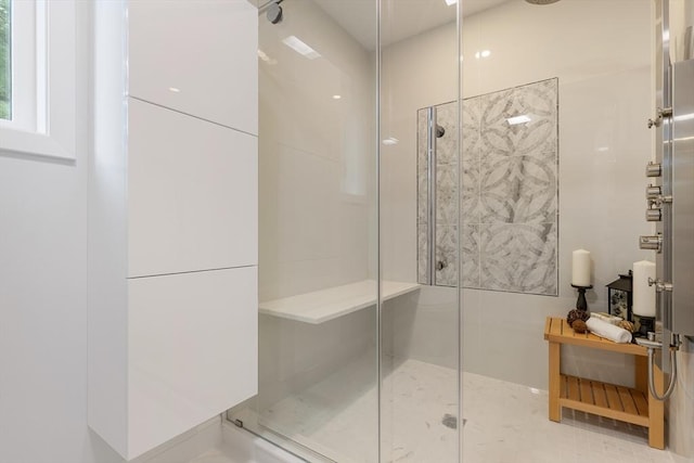 bathroom with a stall shower