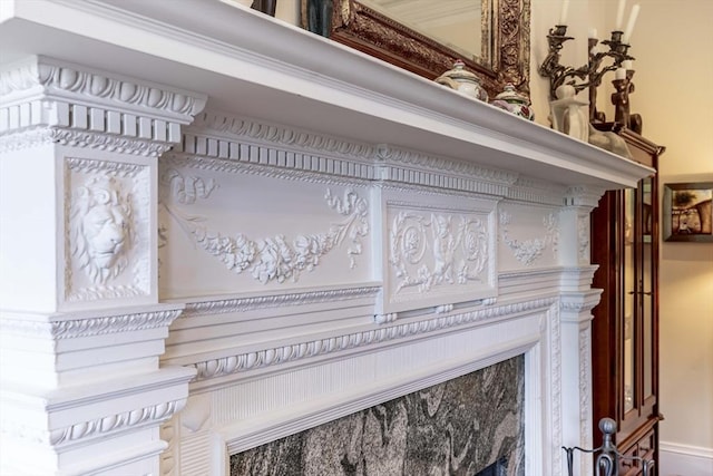 details with a fireplace