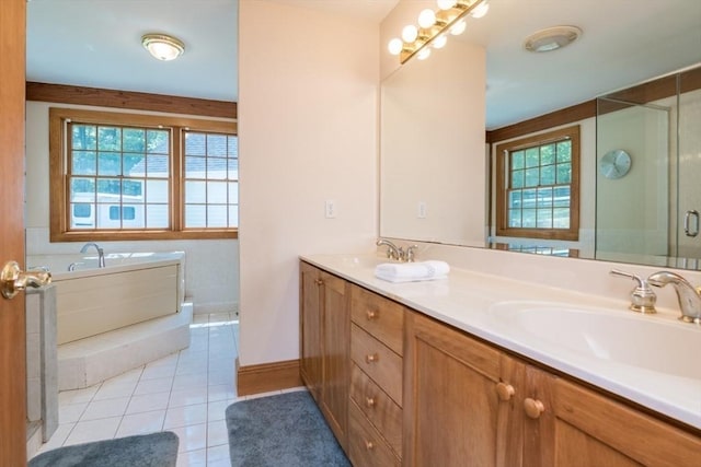 271 Rte 87, Columbia, CT 06237 - bathroom with tile patterned flooring, double vanity, a garden tub, and plenty of natural light