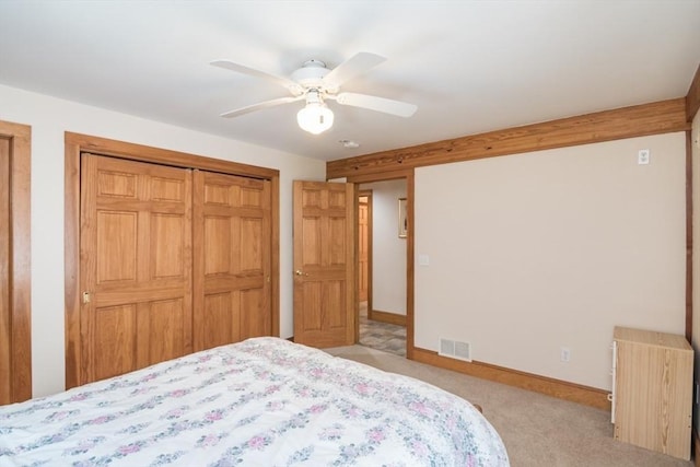 271 Rte 87, Columbia, CT 06237 - bedroom with carpet flooring, baseboards, a ceiling fan, and a closet