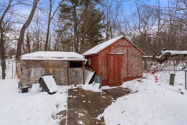 view of snow covered structure