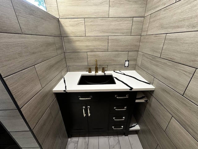 45 Carter Ave, Blackstone, MA 01504 - bathroom featuring vanity and tile walls