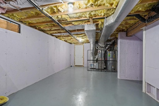 view of unfinished basement