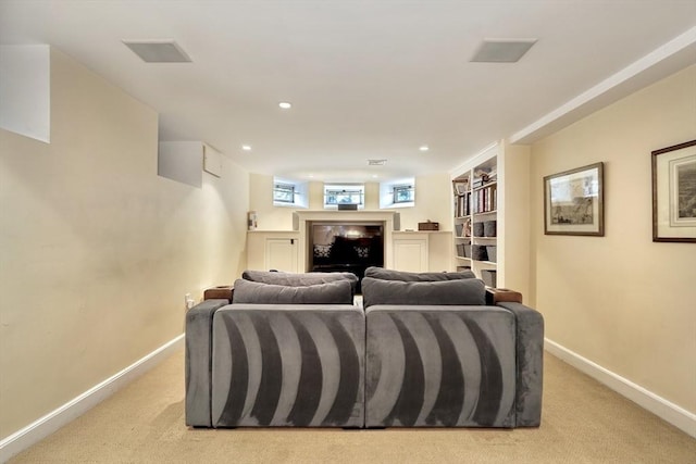 10 Sheffield Rd, Winchester, MA 01890 - living room featuring baseboards, light colored carpet, and recessed lighting