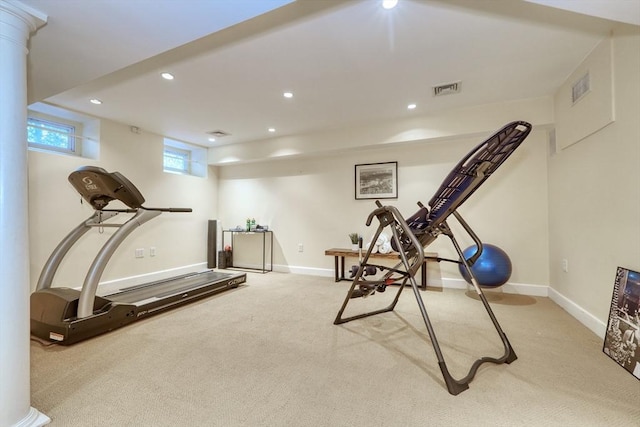 10 Sheffield Rd, Winchester, MA 01890 - workout area featuring carpet floors, recessed lighting, and baseboards