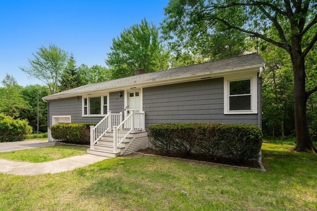 379 Dedham Ave, Needham, MA 02492 - ranch-style house with a chimney and a front yard
