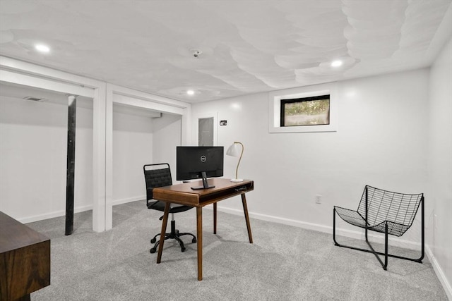 379 Dedham Ave, Needham, MA 02492 - home office featuring carpet floors, baseboards, and recessed lighting