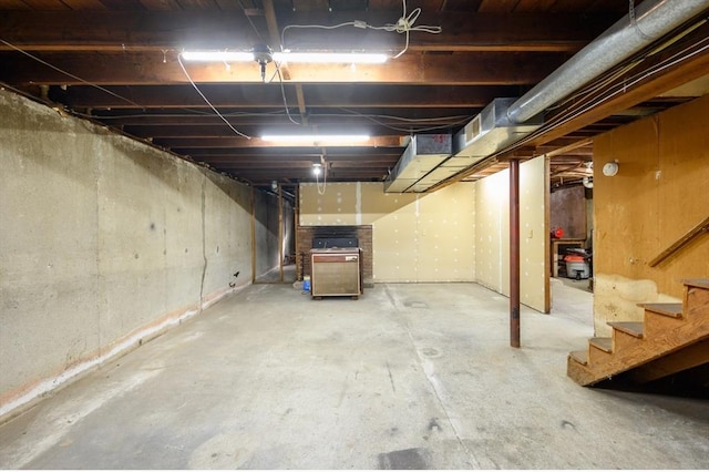 unfinished basement with stairway