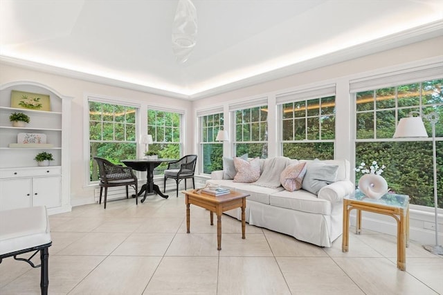 28 Pleasant View Rd, Arlington, MA 02476 - sunroom / solarium with a tray ceiling and tile patterned flooring
