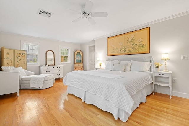 28 Pleasant View Rd, Arlington, MA 02476 - bedroom featuring crown molding, light wood-style flooring, and a ceiling fan