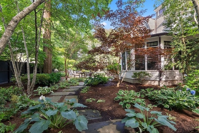 view of yard featuring fence