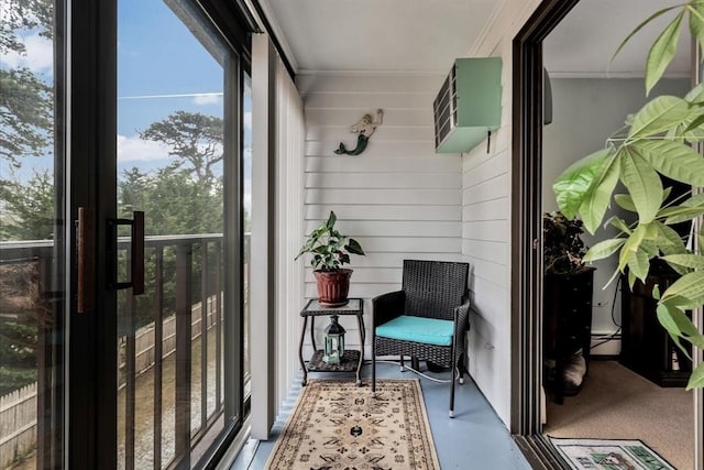 balcony with a baseboard radiator