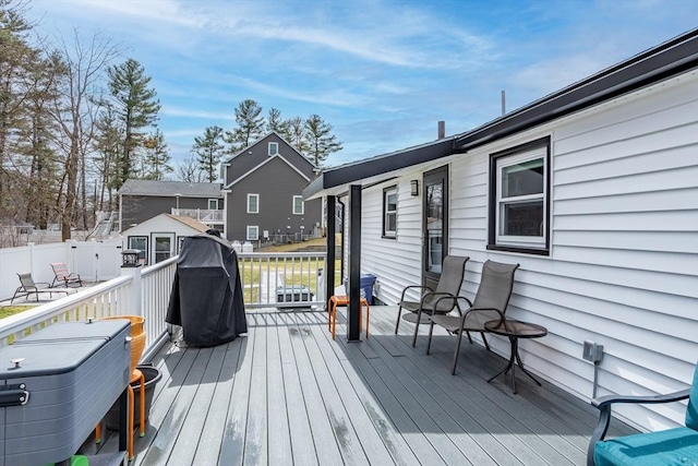 deck featuring fence