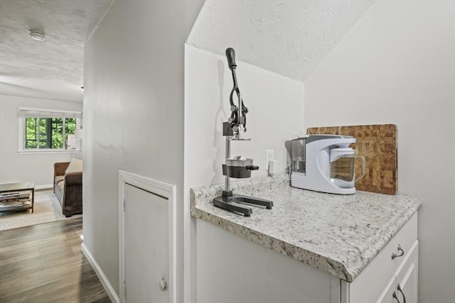 516 High St Unit 516, Clinton, MA 01510 - bar area with wood finished floors, a textured ceiling, vaulted ceiling, and baseboards