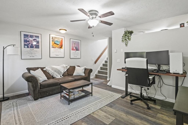 516 High St Unit 516, Clinton, MA 01510 - office area featuring ceiling fan, wood finished floors, and baseboards