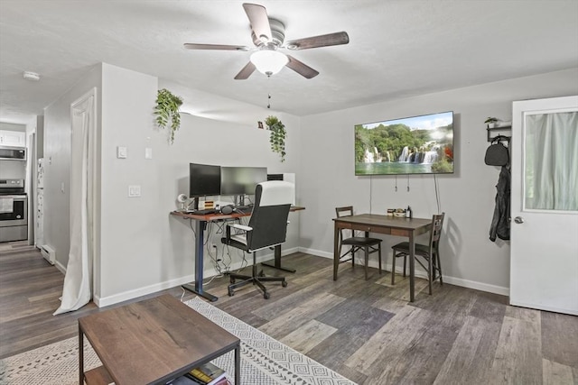 516 High St Unit 516, Clinton, MA 01510 - office area featuring wood finished floors, a ceiling fan, and baseboards