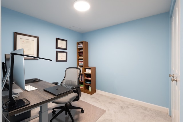 view of carpeted office space