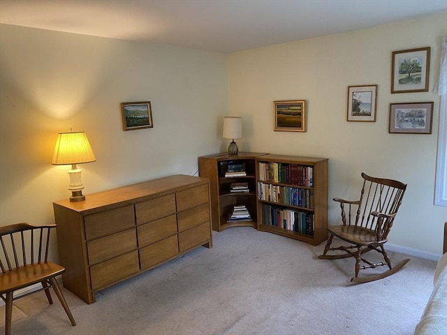 living area with carpet