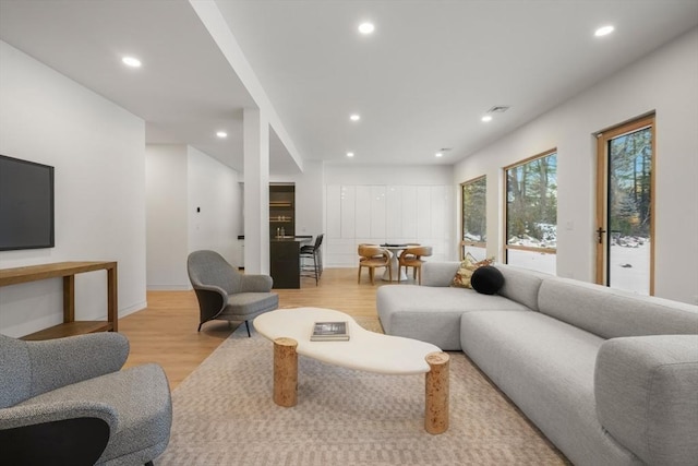 living room featuring light hardwood / wood-style flooring