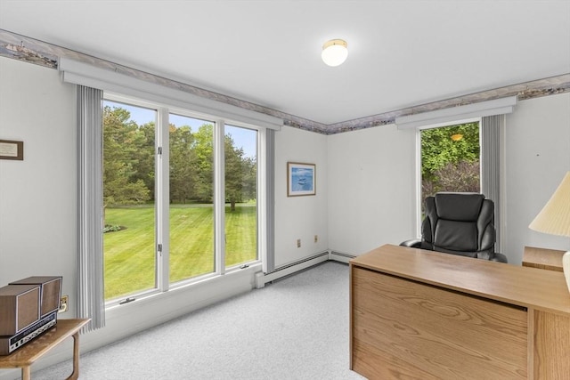 376 Flint St, Barnstable, MA 02648 - unfurnished office with plenty of natural light, baseboard heating, and light colored carpet