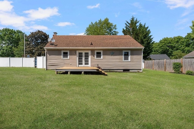 25 Watson St, Seekonk, MA 02771 - rear view of property featuring french doors, a deck, and a chimney