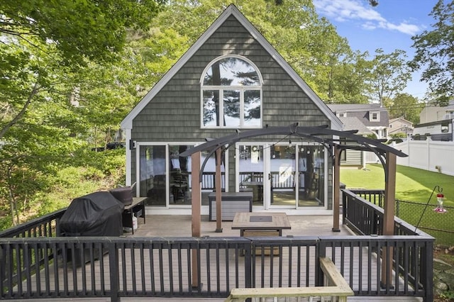 34 Lake Shore Dr S, Westford, MA 01886 - rear view of property with a wooden deck