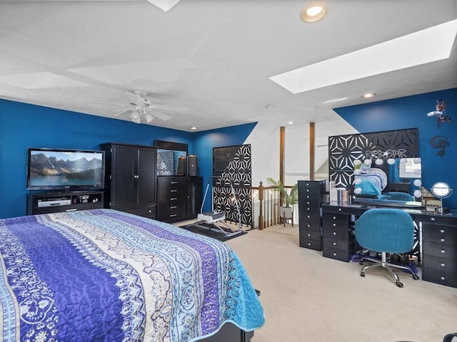 34 Lake Shore Dr S, Westford, MA 01886 - carpeted bedroom featuring a skylight and a desk
