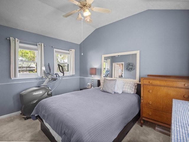34 Lake Shore Dr S, Westford, MA 01886 - bedroom featuring lofted ceiling, carpet, ceiling fan, and baseboards