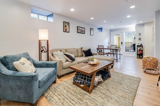 living room featuring light hardwood / wood-style floors