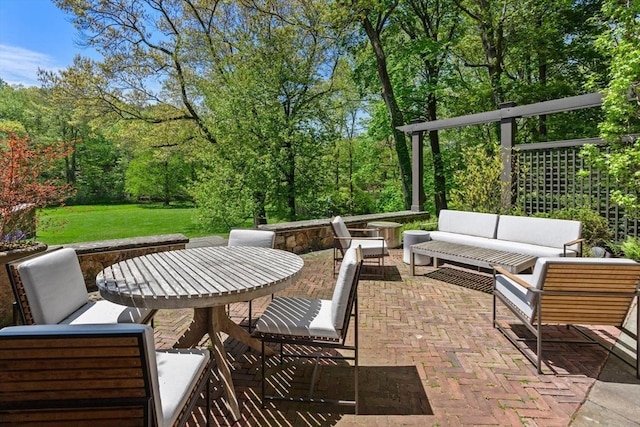 view of patio featuring outdoor lounge area