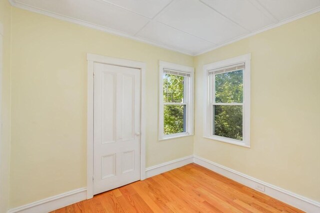 28 Sterling St, Weymouth, MA 02188 - spare room with light wood finished floors, baseboards, and crown molding