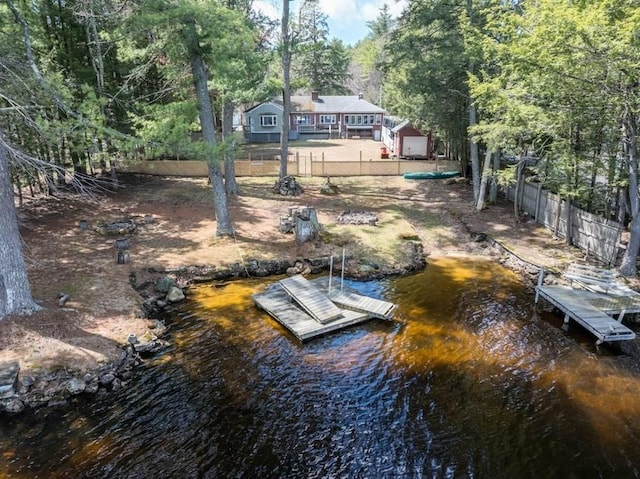 192 Sherbert Rd, Ashburnham, MA 01430 - view of yard featuring a floating dock, fence, and a water view