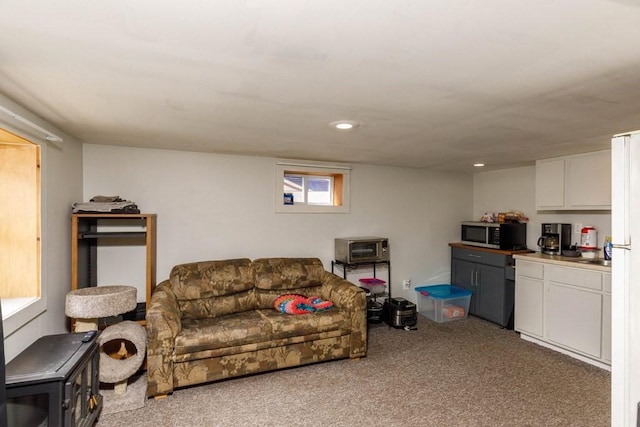 192 Sherbert Rd, Ashburnham, MA 01430 - carpeted living area featuring recessed lighting