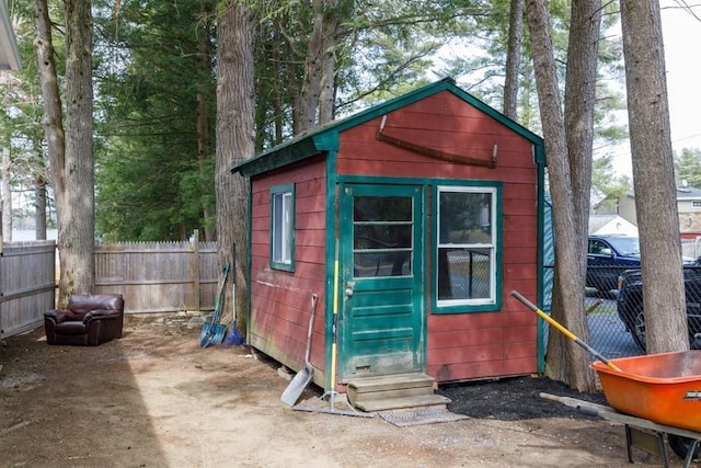 192 Sherbert Rd, Ashburnham, MA 01430 - view of outdoor structure featuring fence, an outbuilding, and entry steps