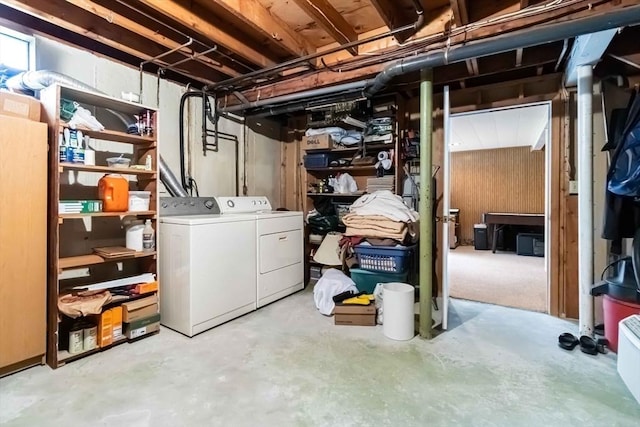 10 Mallard Rd, Acton, MA 01720 - unfinished basement with washing machine and dryer and wooden walls