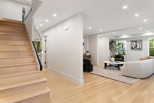 living room featuring light wood-type flooring