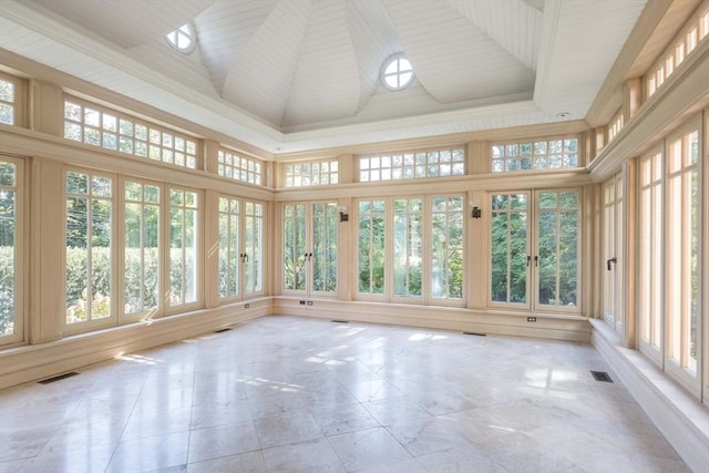 87 Hammond St, Newton, MA 02467 - unfurnished sunroom featuring french doors and a towering ceiling
