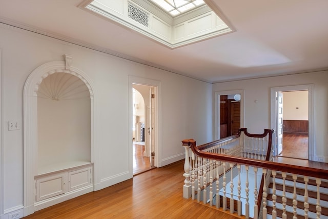 hallway with light wood-type flooring