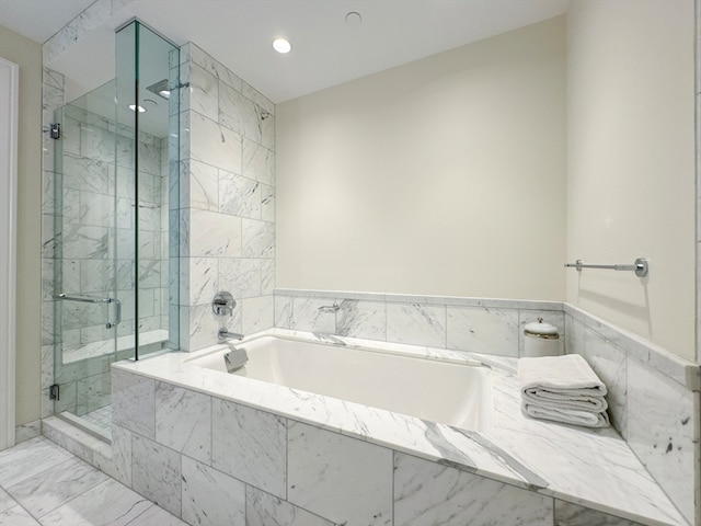 bathroom with plus walk in shower