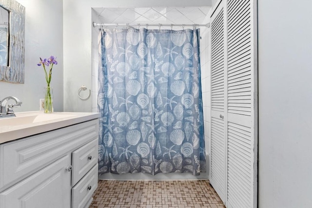 80 Lennox Rd Unit 1, Nahant, MA 01908 - bathroom featuring a closet, vanity, and a shower with curtain