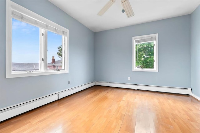 80 Lennox Rd Unit 1, Nahant, MA 01908 - empty room featuring light wood-style flooring, a ceiling fan, and a baseboard radiator