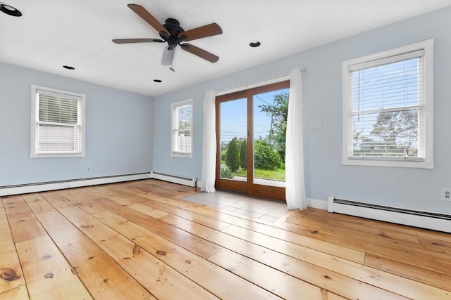 80 Lennox Rd Unit 1, Nahant, MA 01908 - unfurnished room with hardwood / wood-style flooring, ceiling fan, a baseboard radiator, and recessed lighting