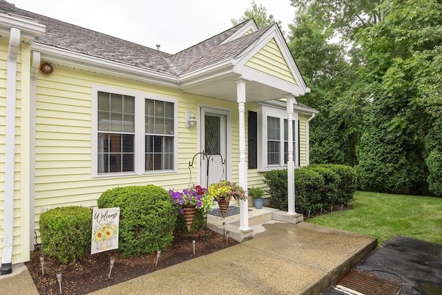 65 Bliss Ave Unit 4, Attleboro, MA 02703 - doorway to property featuring roof with shingles and a lawn