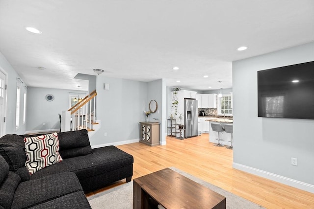 living room featuring light hardwood / wood-style flooring