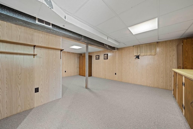 2 Winstead Rd, Weymouth, MA 02189 - finished basement featuring carpet, wood walls, and a drop ceiling