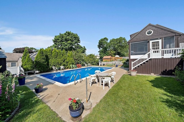 2 Winstead Rd, Weymouth, MA 02189 - view of pool with a patio area, a sunroom, and stairs